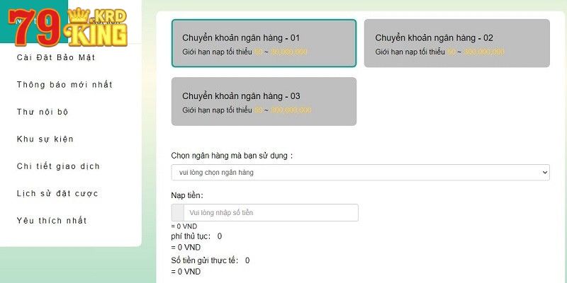 Những điều cần lưu ý khi nạp tiền 79KING 